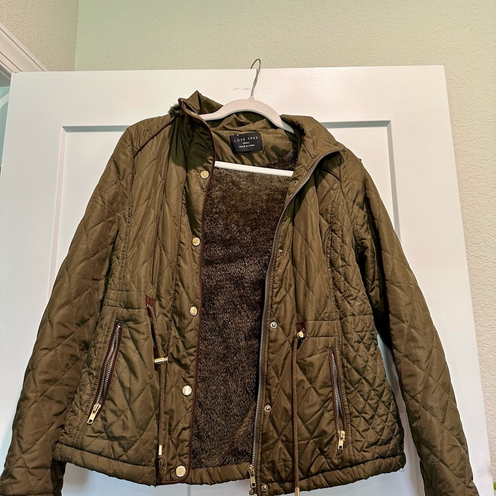 Women faux fur lined coat